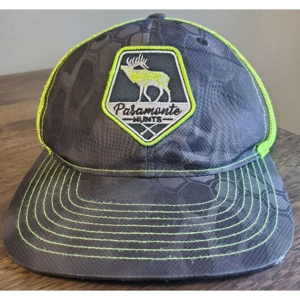 Pasamonte Game Hunts Baseball Cap Grey & Neon Hat Green Mesh Adjustable Back